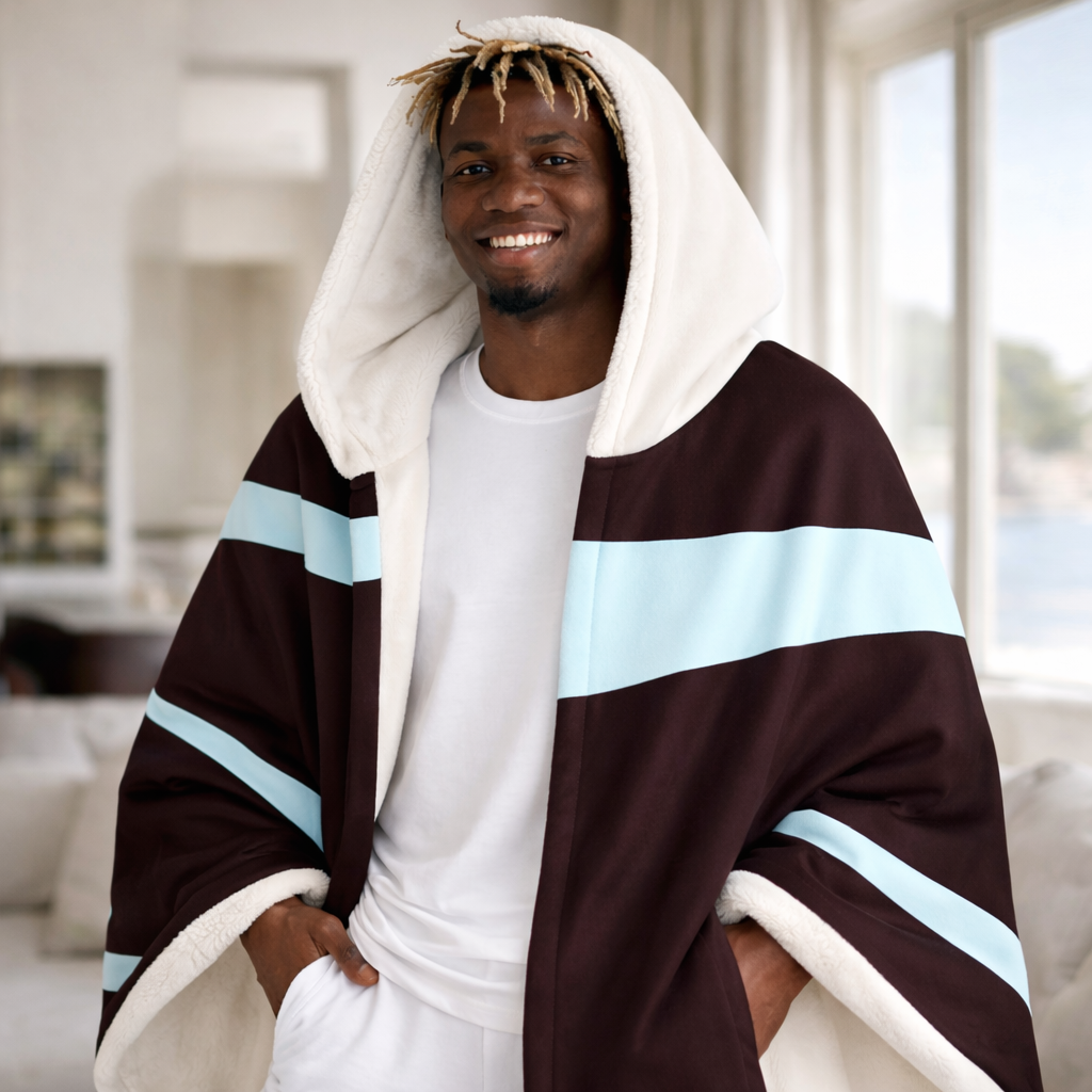 Garnet Blueprint - Hooded Fleece Sherpa Blanket