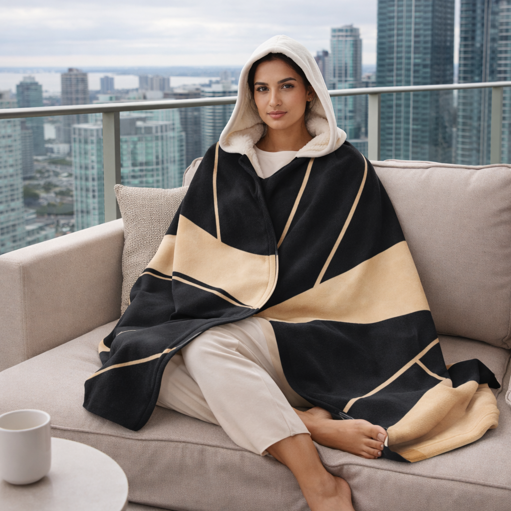 Structured Opulence - Hooded Fleece Sherpa Blanket