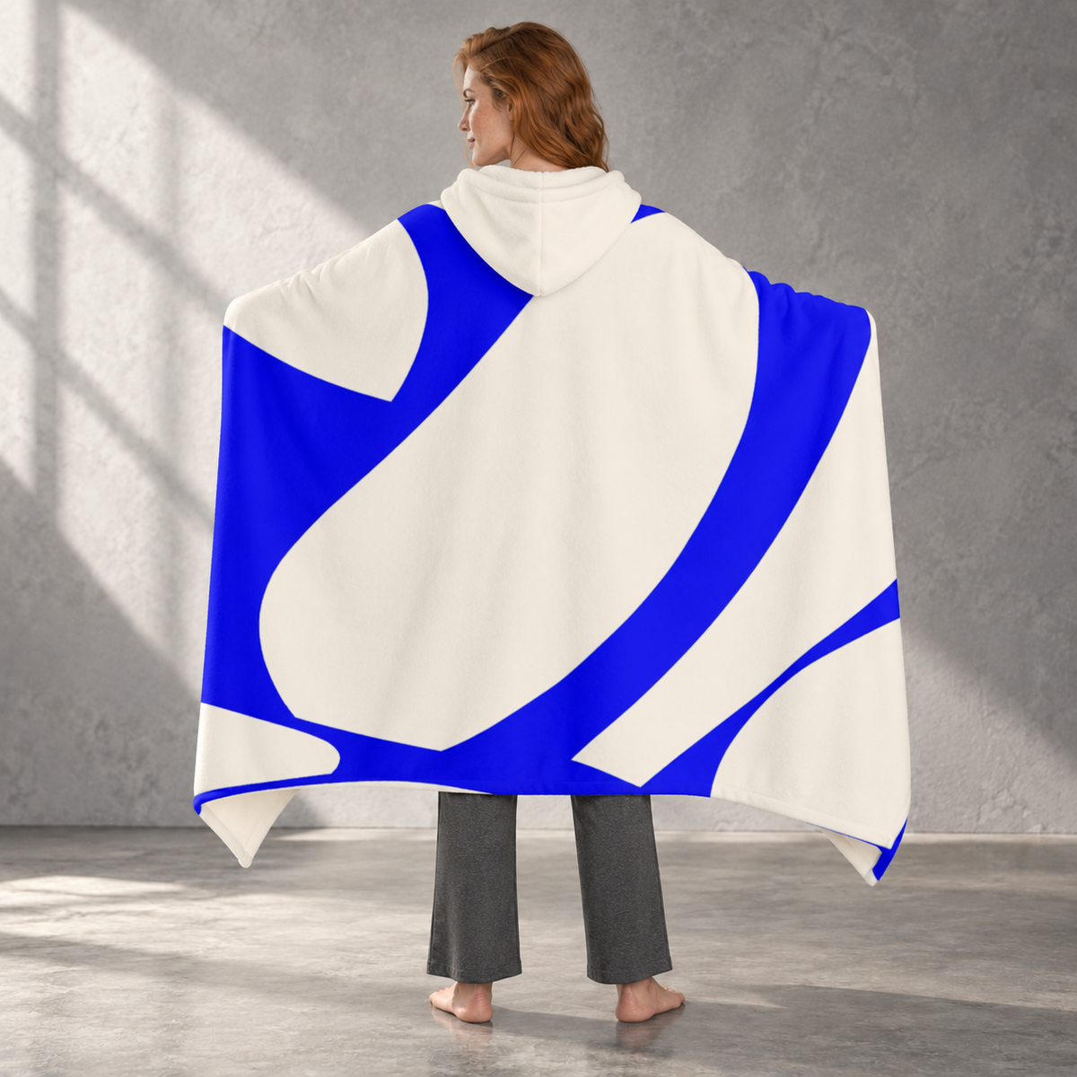 Cobalt Contour - Hooded Fleece Sherpa Blanket