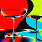 Colorful cocktail-glass artwork for Liquid Society beach towel.