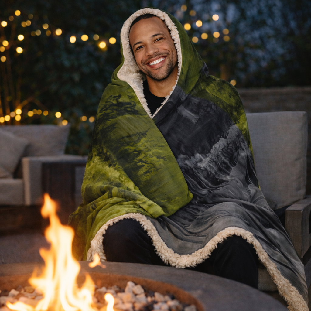 Acid Stillness - Hooded Sherpa Blanket