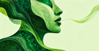 Green profile artwork for Poison & Poetry beach towel.