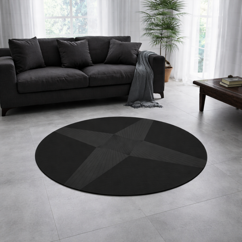 Black Directive - Round Area Rug
