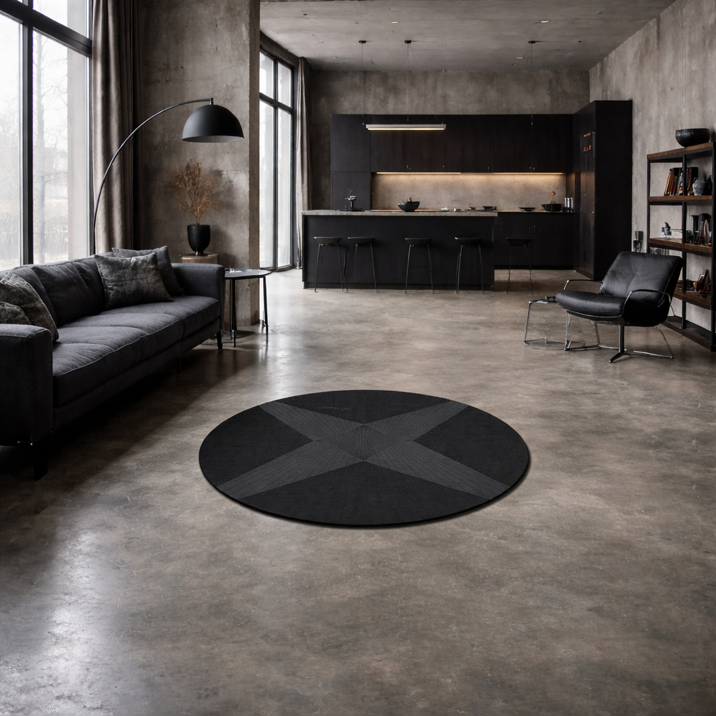 Black Directive - Round Area Rug