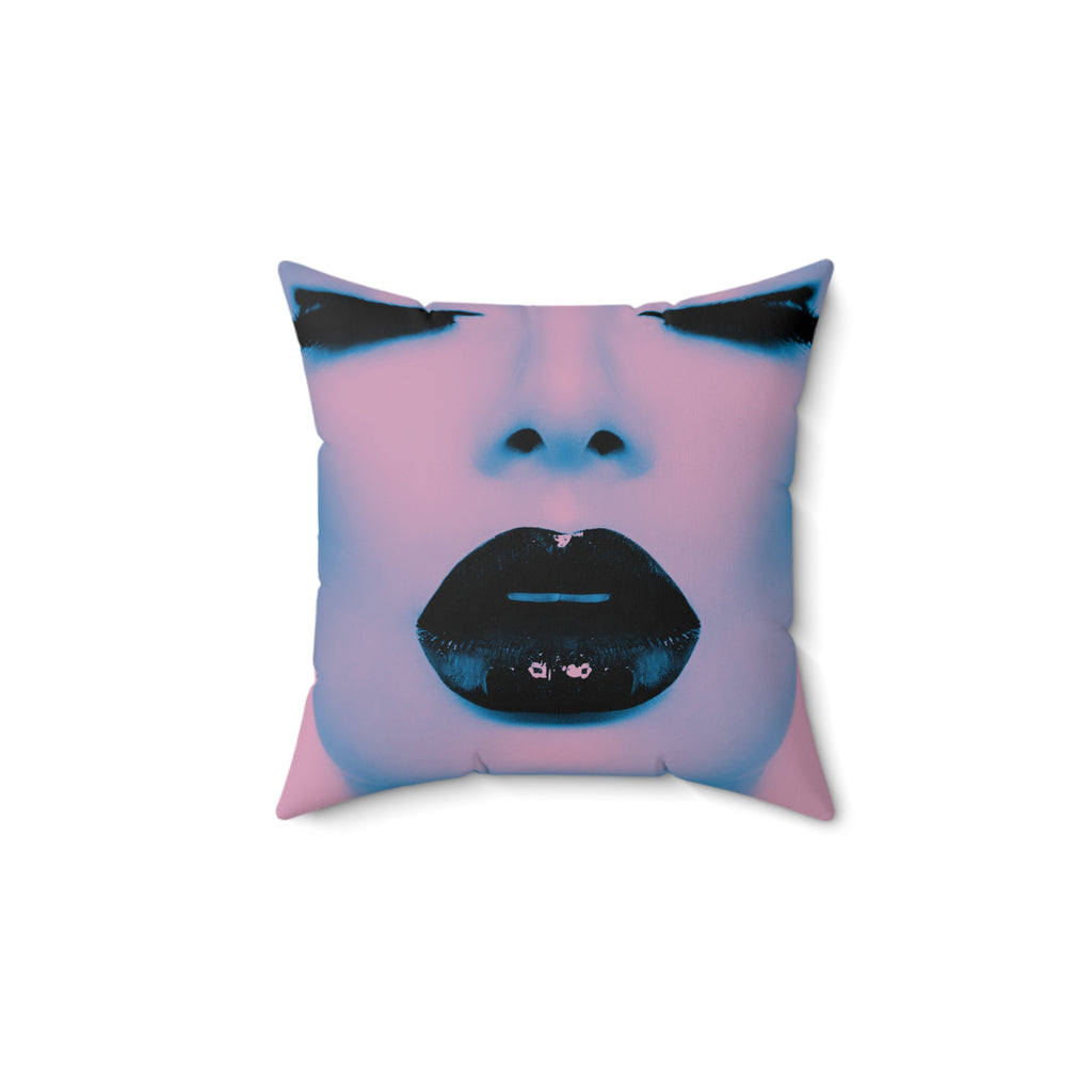 Blackout Kiss - Faux Suede Throw Pillow