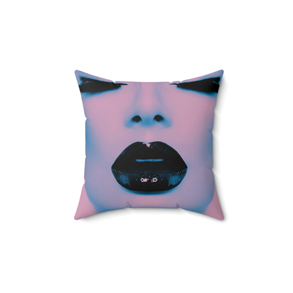 Blackout Kiss - Faux Suede Throw Pillow