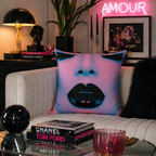 Blackout Kiss - Faux Suede Throw Pillow