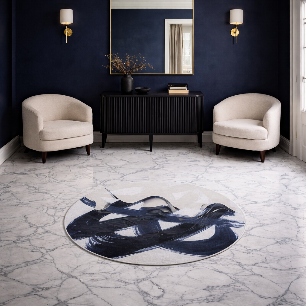Blue Under Oath - Round Area Rug