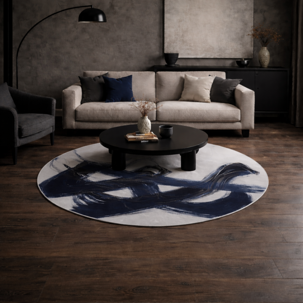 Blue Under Oath - Round Area Rug