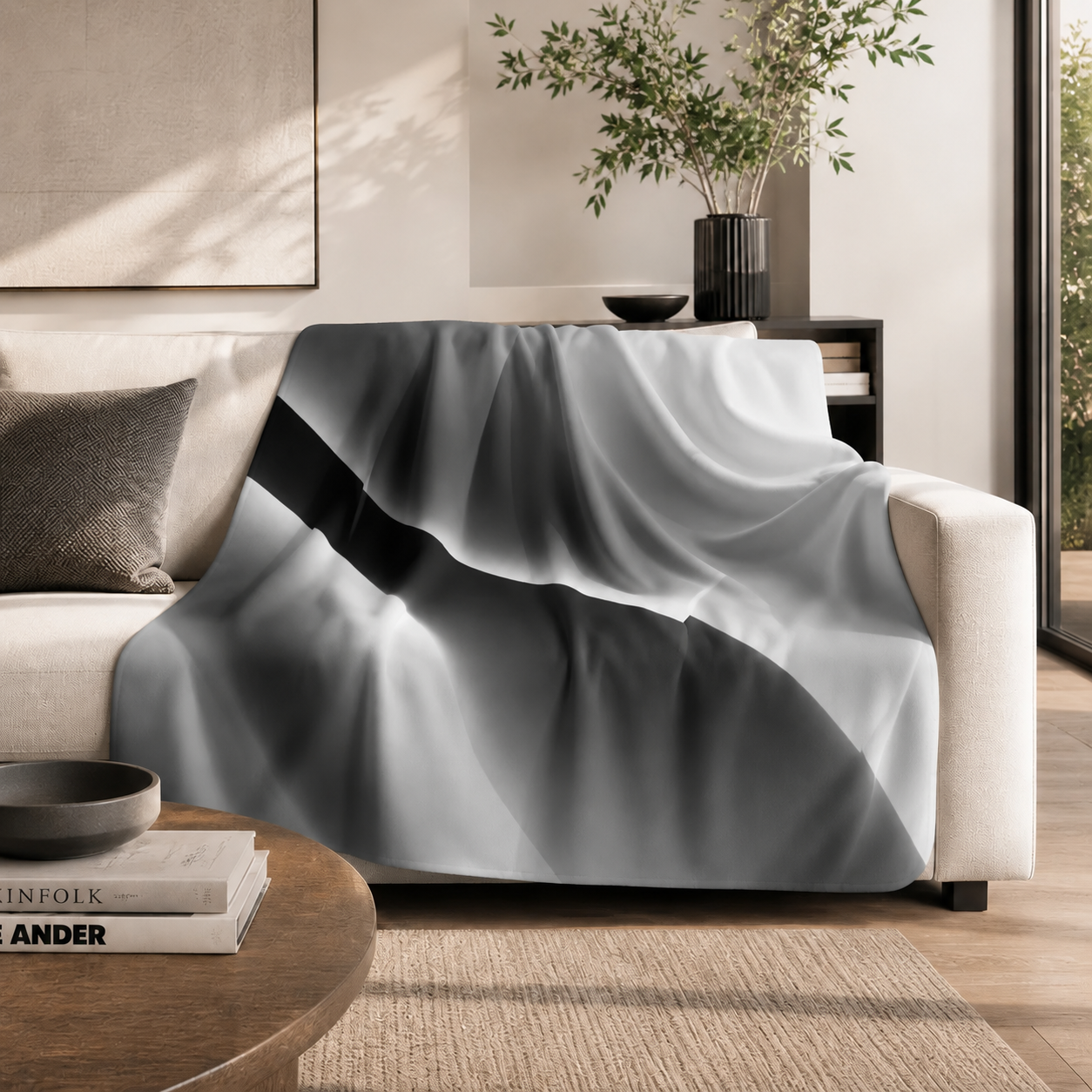 Static Elegance - Sherpa Fleece Throw Blanket
