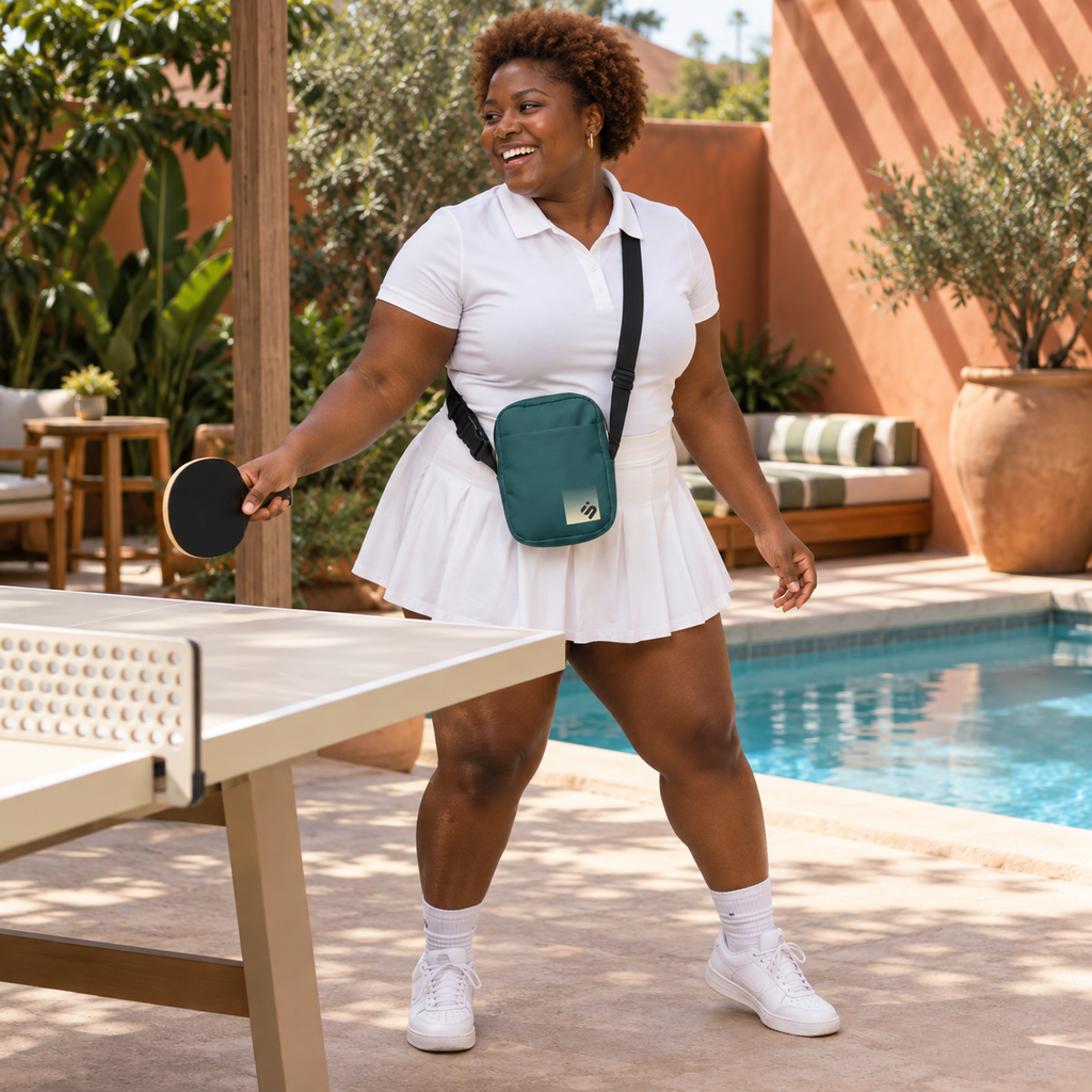 Dark Teal and Buttercream Utility crossbody bag