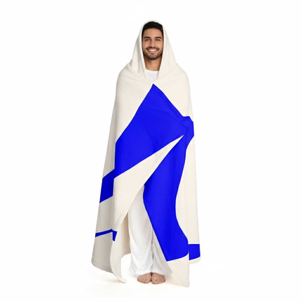 Cobalt Contour - Hooded Fleece Sherpa Blanket