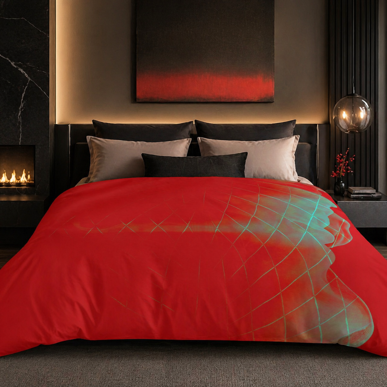 Crimson Signal - Duvet Cover