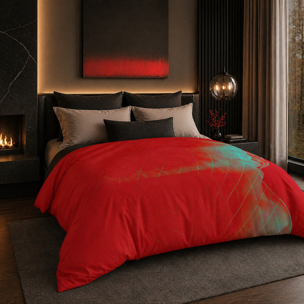 Crimson Signal - Duvet Cover