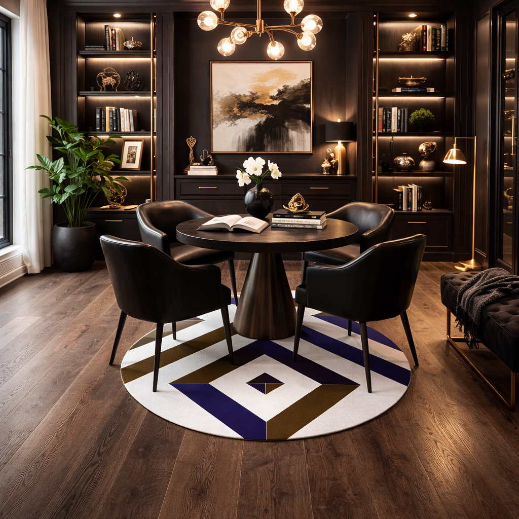 Directional Calm - Round Area Rug