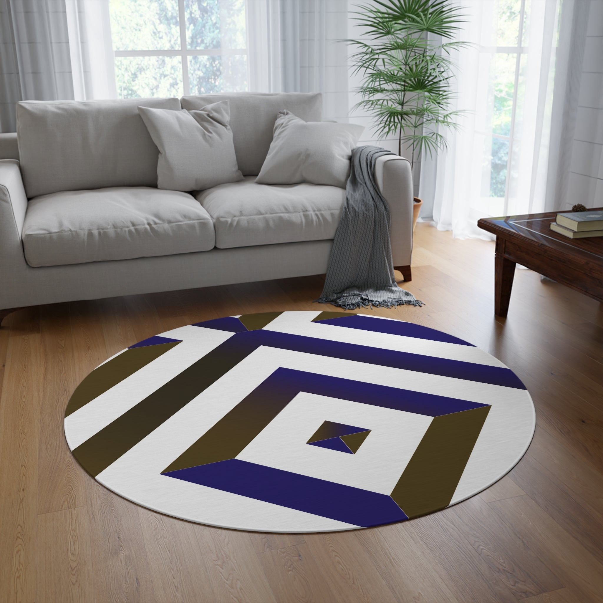 Directional Calm - Round Area Rug