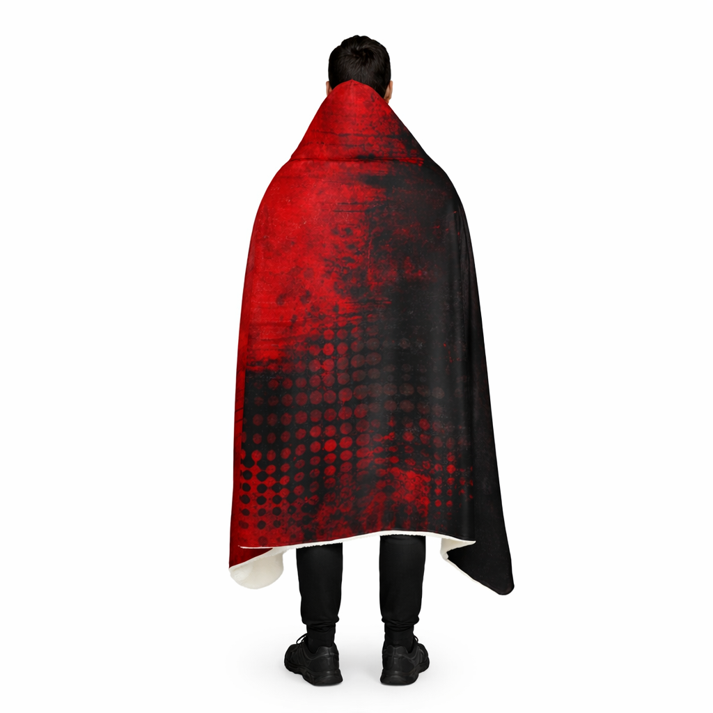 Echo in Red - Hooded Sherpa Blanket