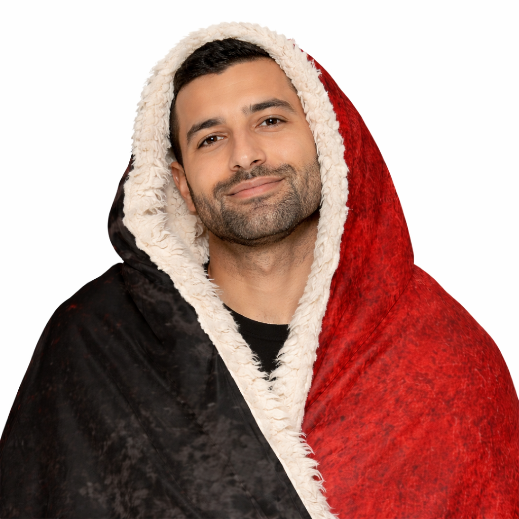Echo in Red - Hooded Sherpa Blanket