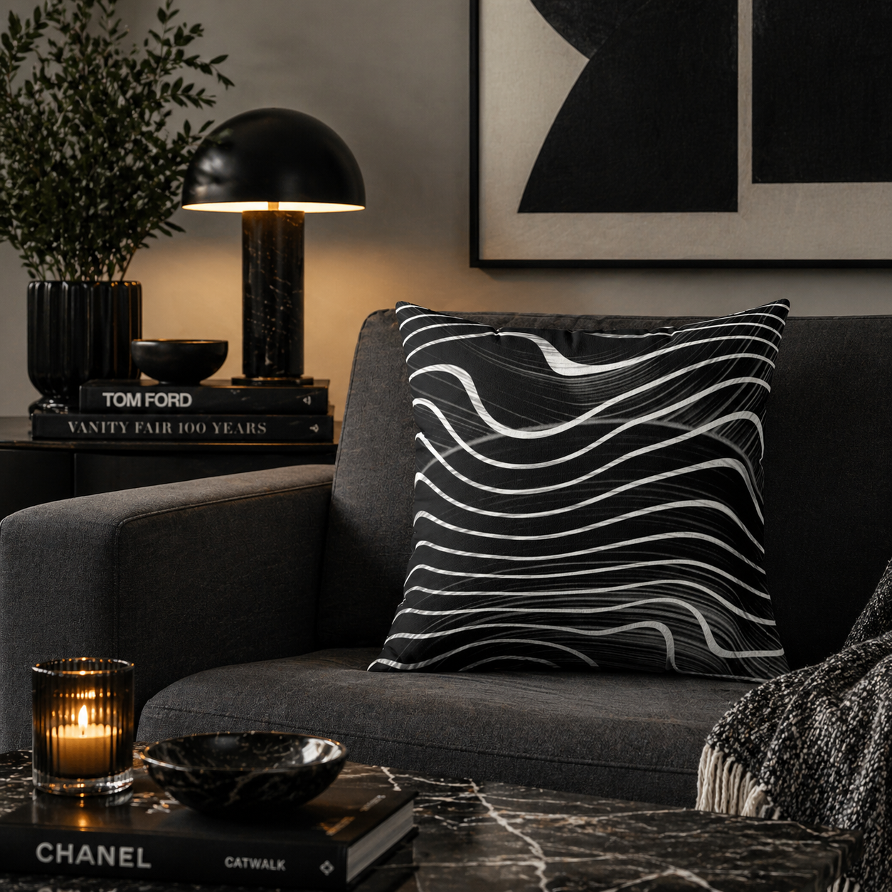Flux Lines - Faux Suede Throw Pillow