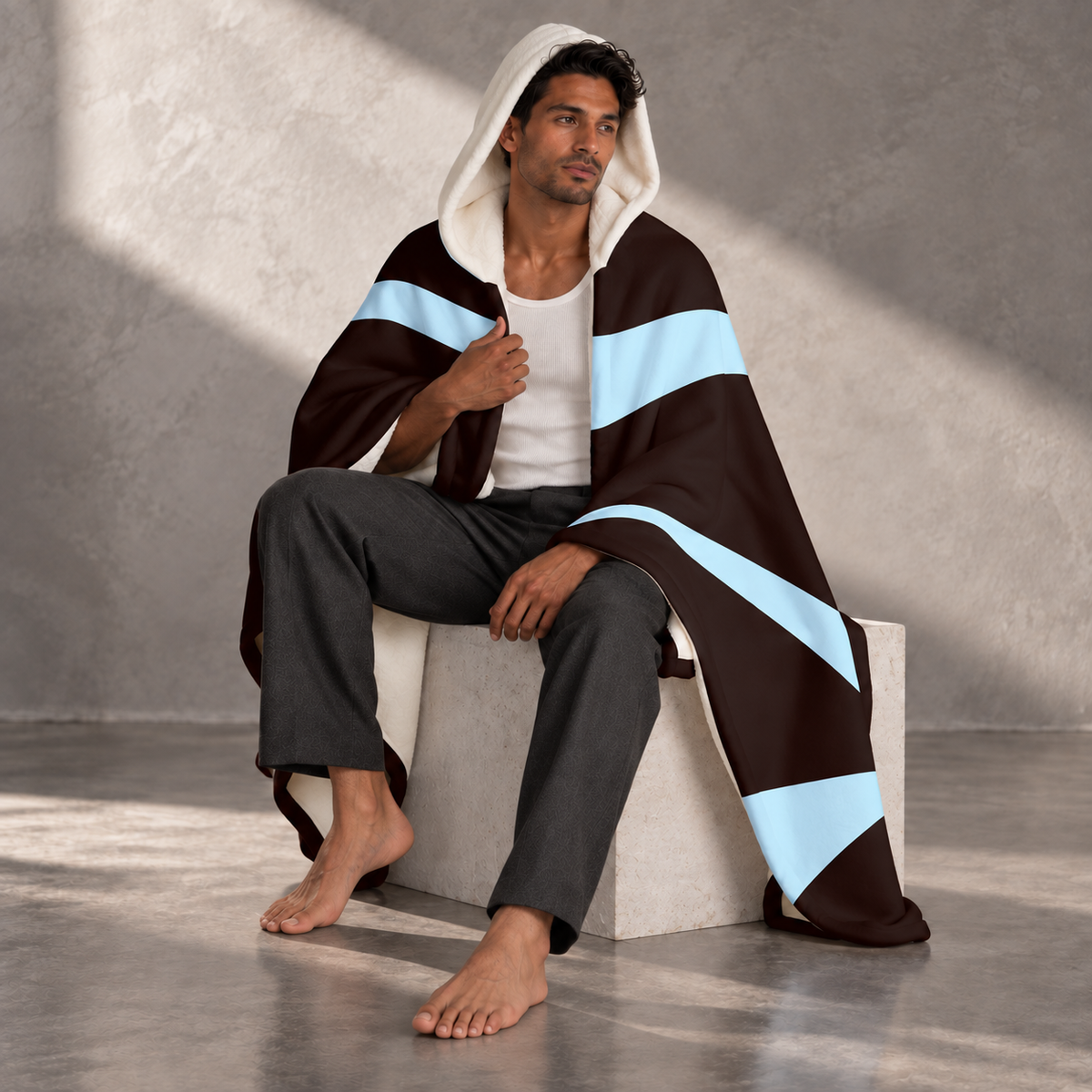 Garnet Blueprint - Hooded Fleece Sherpa Blanket