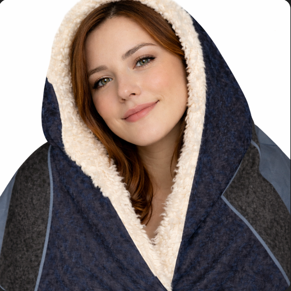 Midnight Architecture - Hooded Sherpa Blanket