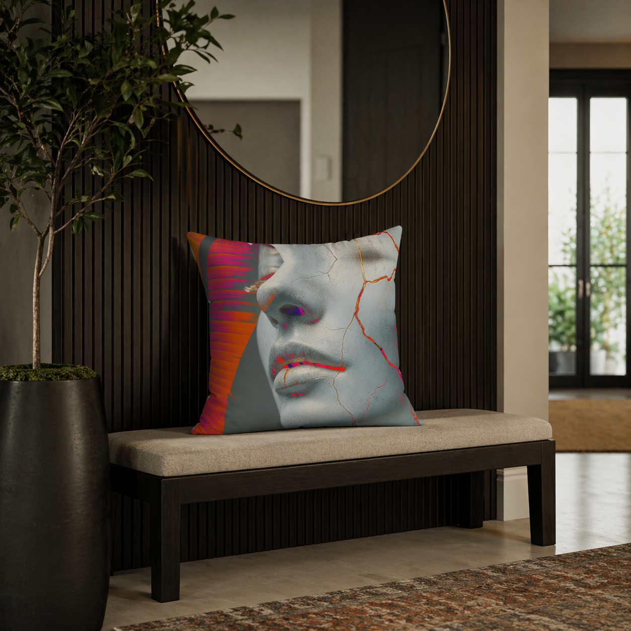 Palm-Shell Confessional - Faux Suede Throw Pillow