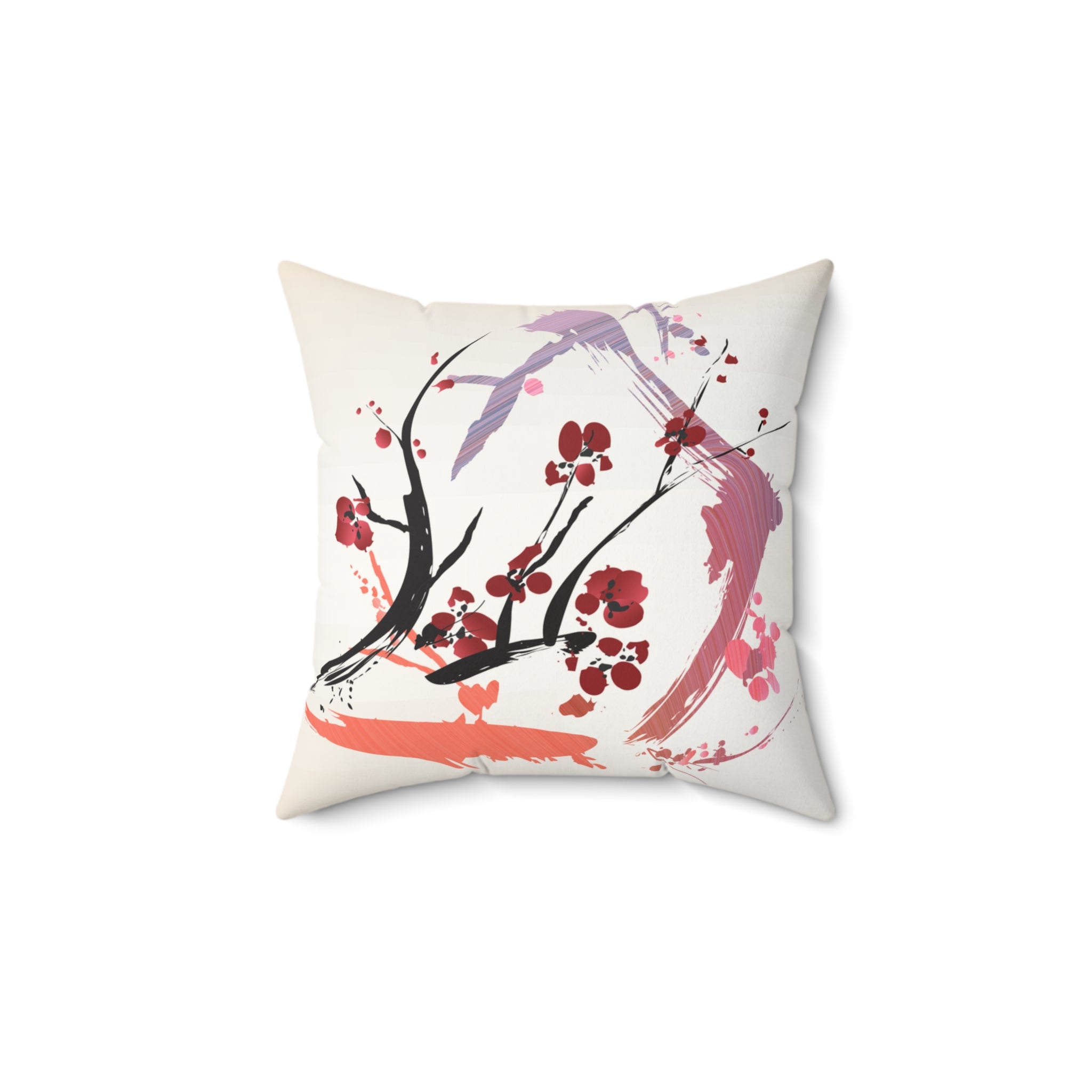 Petal Divide — Faux Suede Throw Pillow