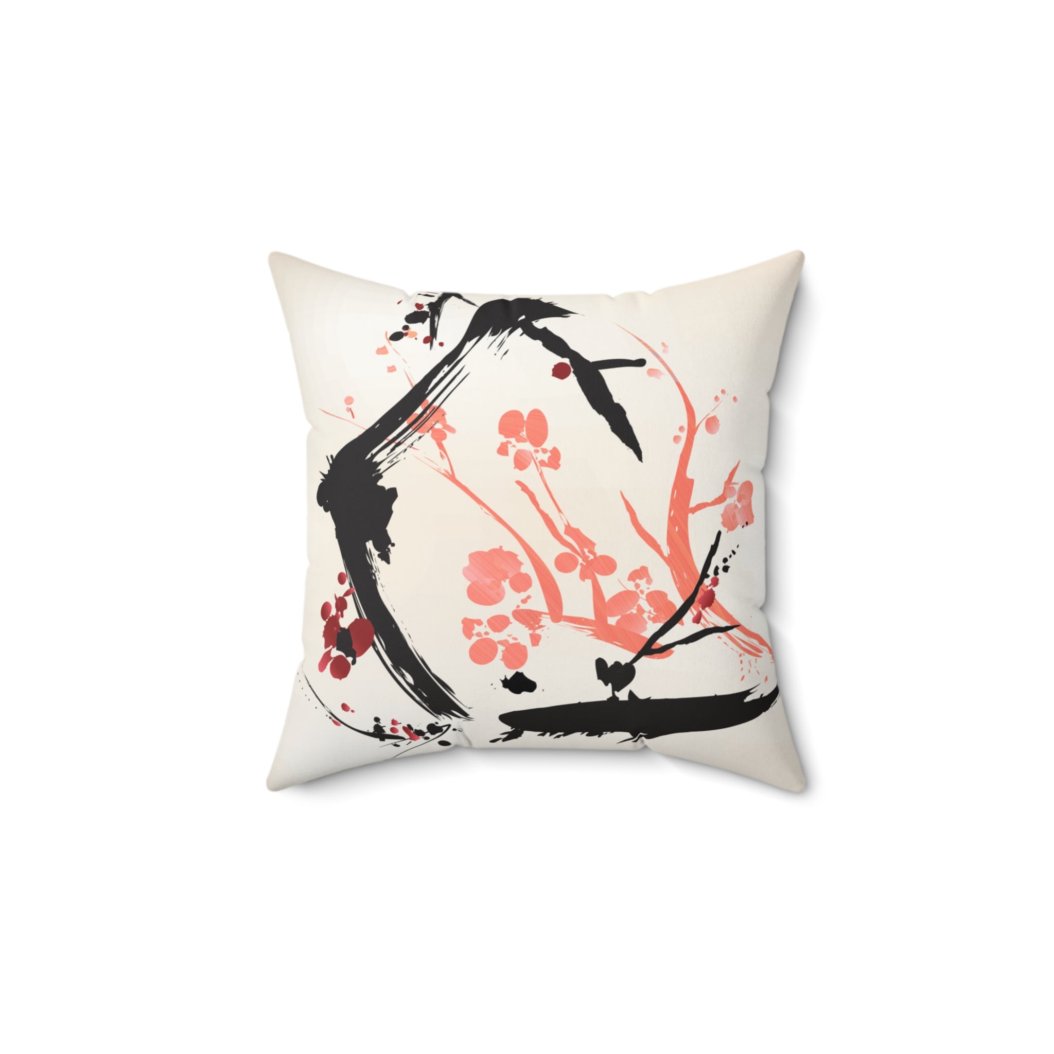 Petal Divide — Faux Suede Throw Pillow