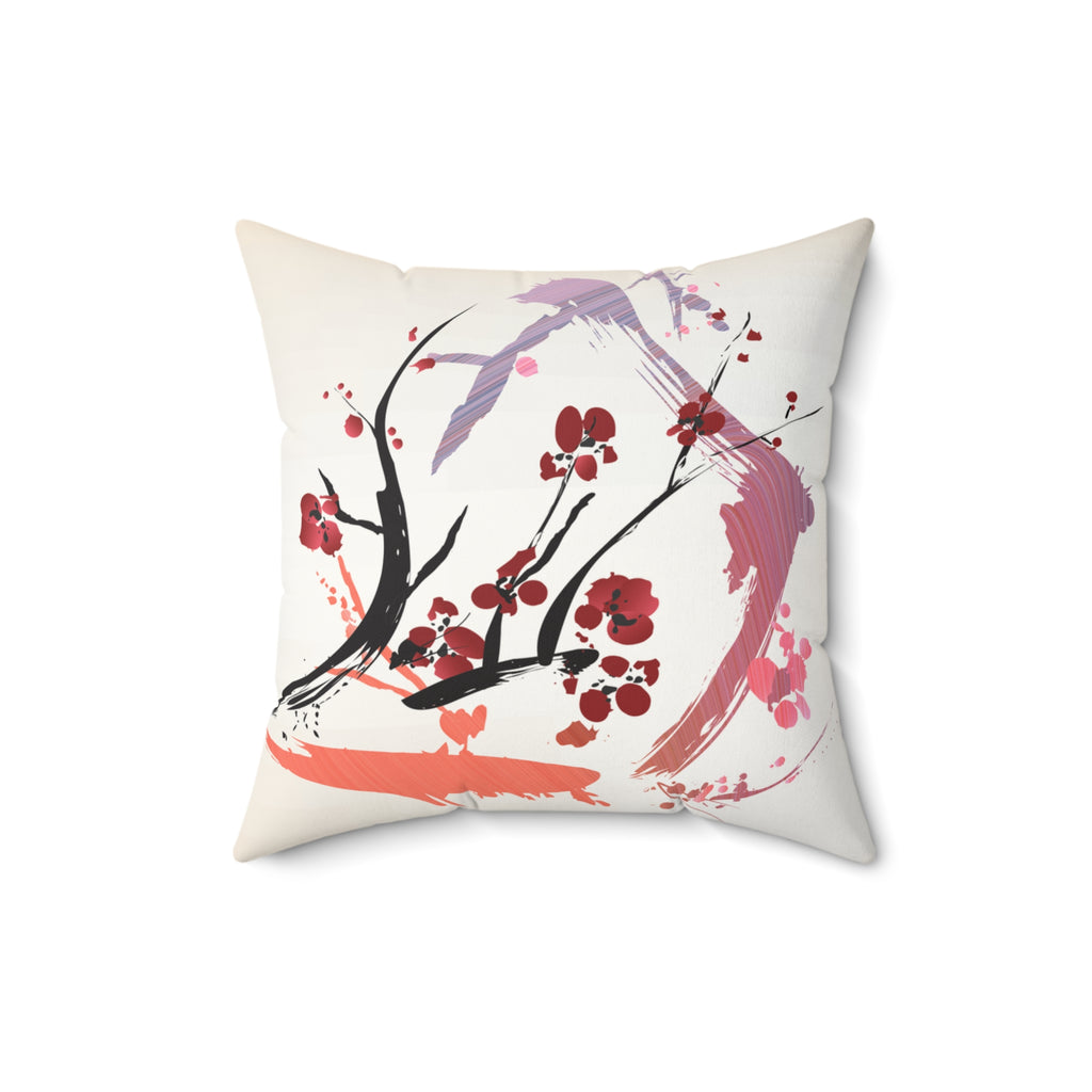 Petal Divide — Faux Suede Throw Pillow