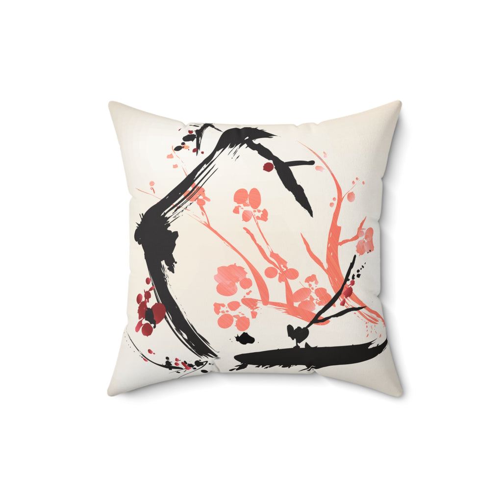 Petal Divide — Faux Suede Throw Pillow