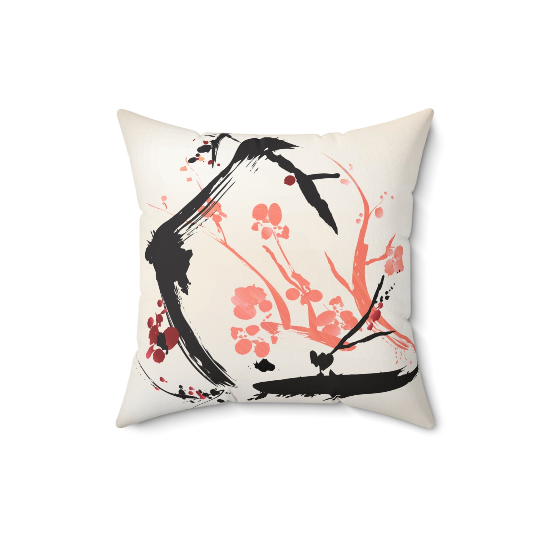 Petal Divide — Faux Suede Throw Pillow