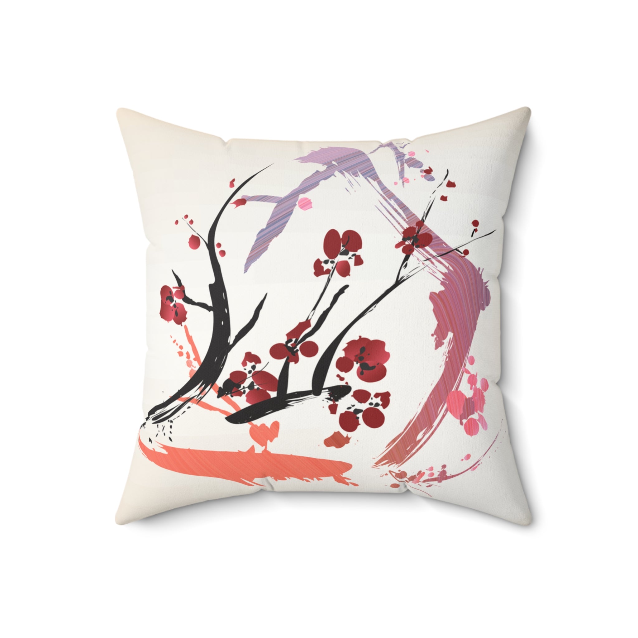 Petal Divide — Faux Suede Throw Pillow