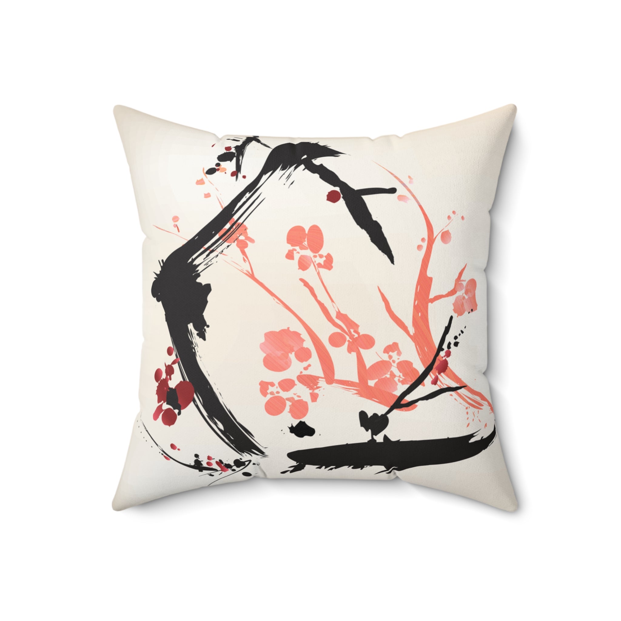 Petal Divide — Faux Suede Throw Pillow
