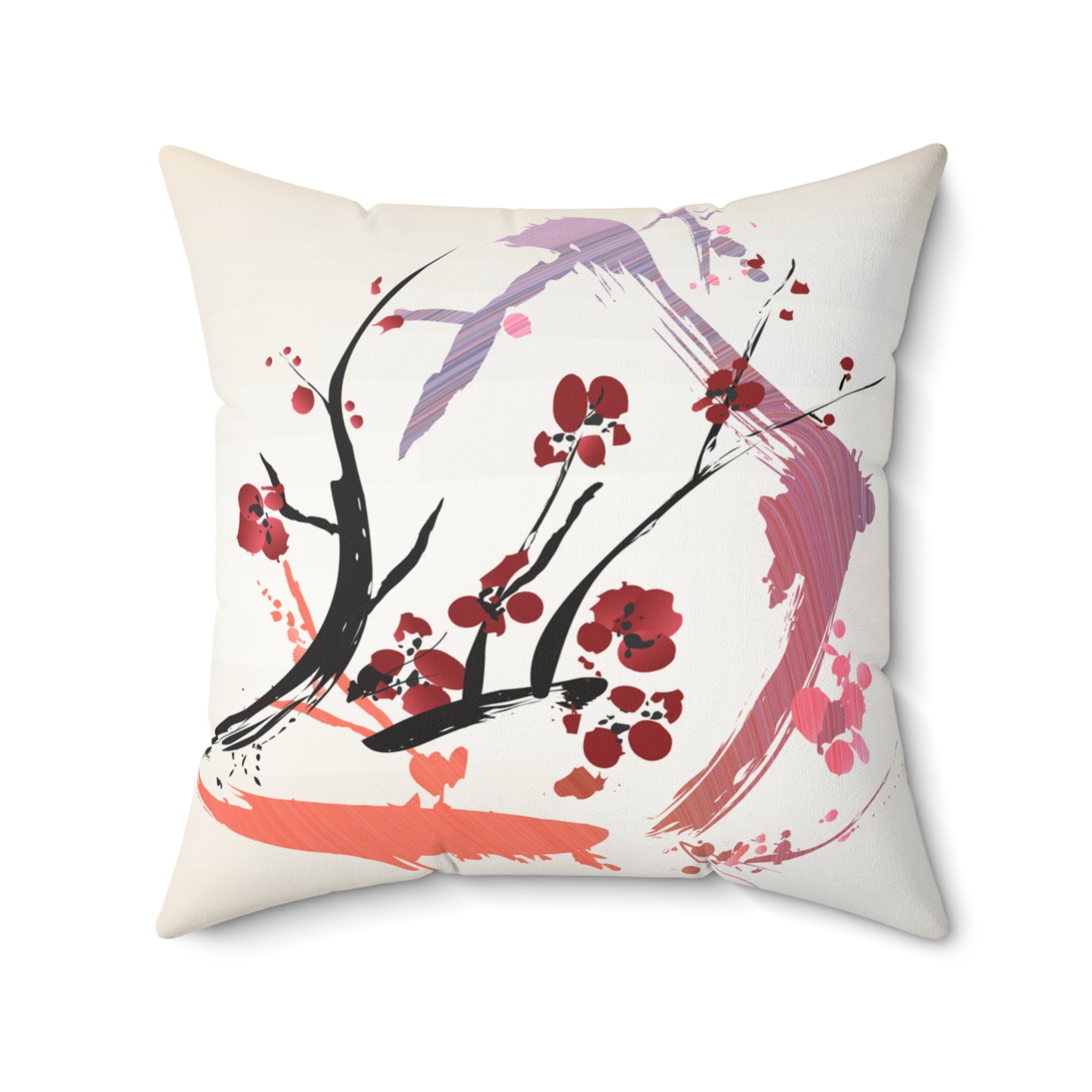Petal Divide — Faux Suede Throw Pillow