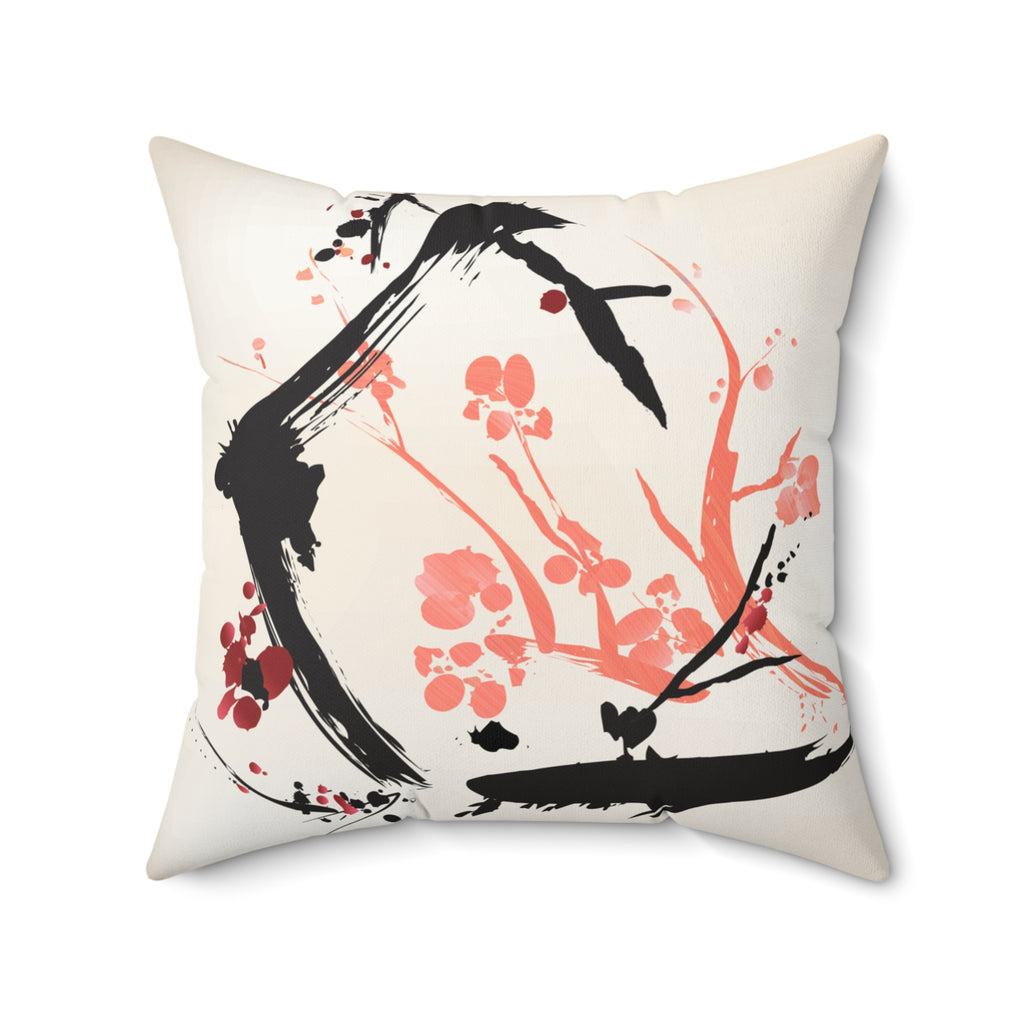Petal Divide — Faux Suede Throw Pillow