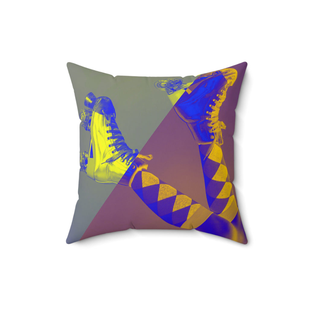 Roller Rebellion - Faux Suede Throw Pillow