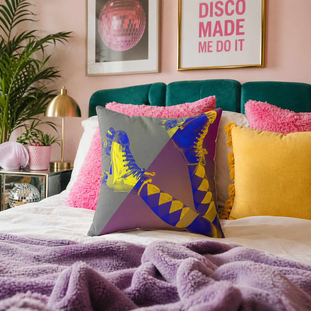Roller Rebellion - Faux Suede Throw Pillow