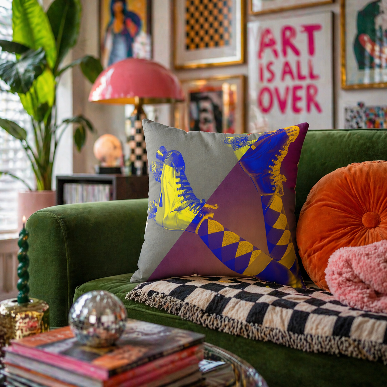 Roller Rebellion - Faux Suede Throw Pillow