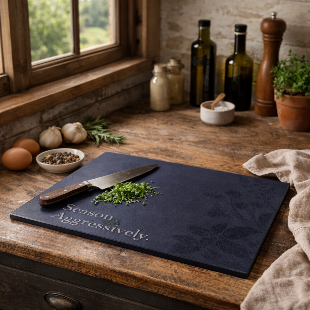 Season Aggressively. - Glass Cutting Board