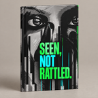 Front cover of Seen, Not Rattled matte hardcover journal on a warm greige studio background.