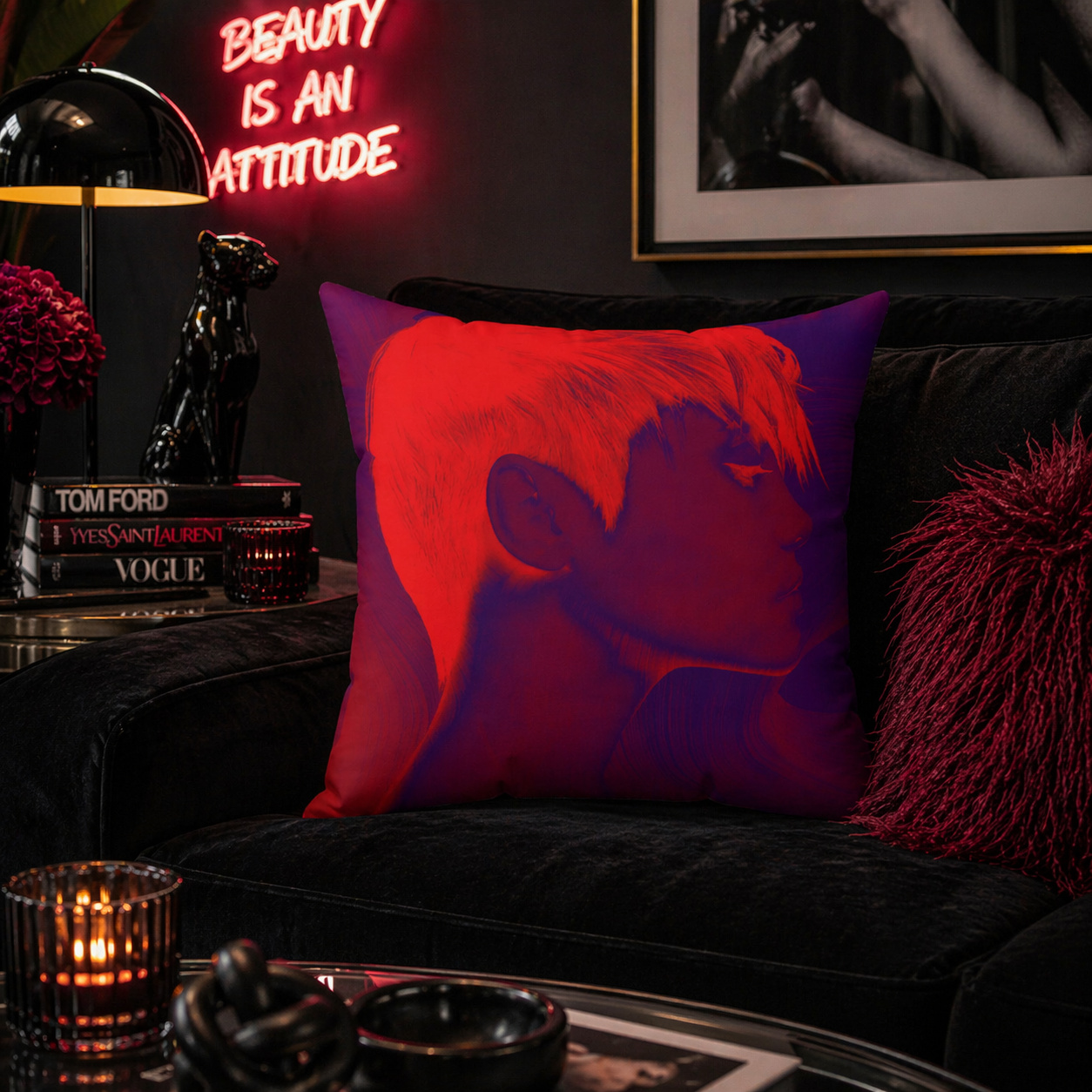 Side Profile, Full Power - Faux Suede Throw Pillow