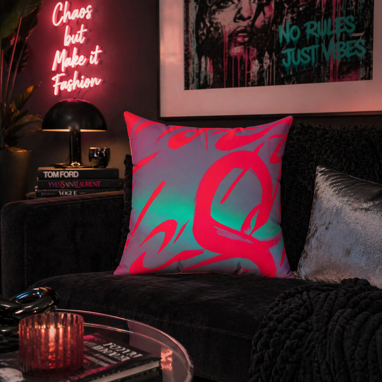 Signed in Chaos - Faux Suede Throw Pillow