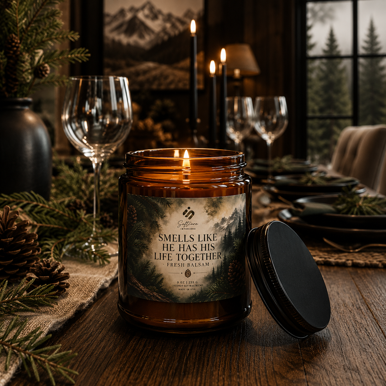 Smells Like He Has His Life Together - Fresh Balsam Soy Candle Jar