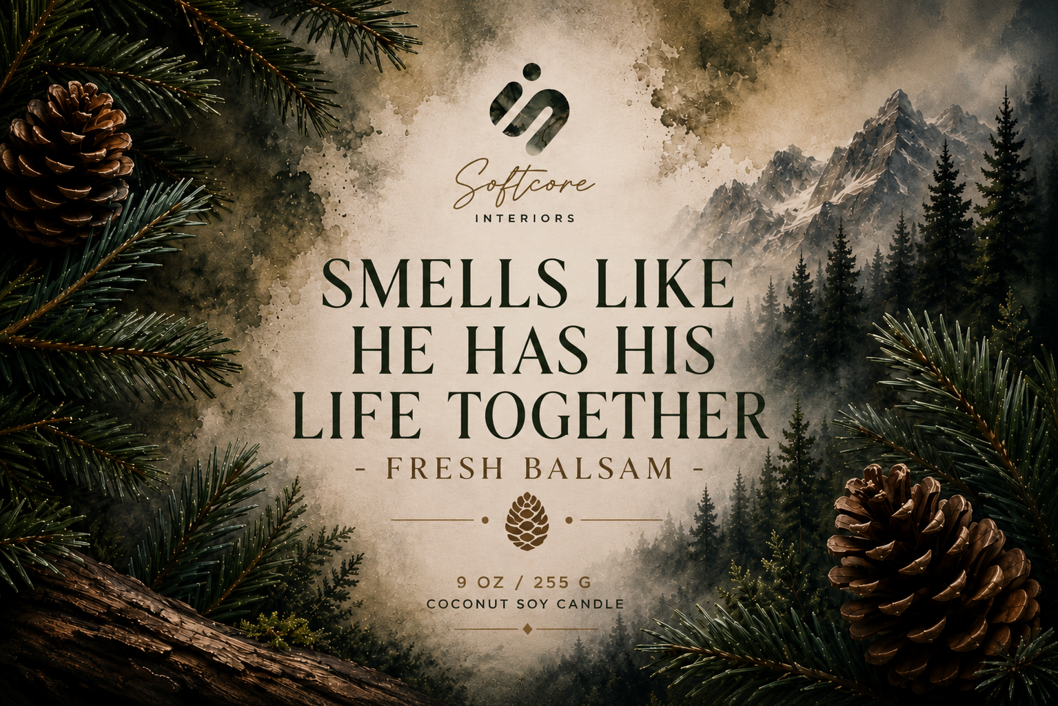 Smells Like He Has His Life Together - Fresh Balsam Soy Candle Jar