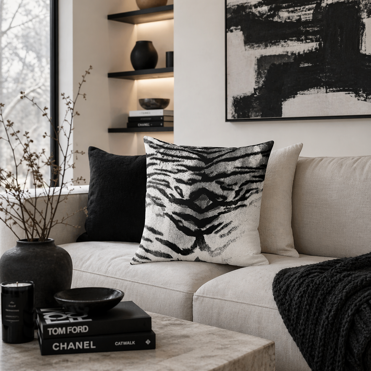 Stripe Search - Faux Suede Throw Pillow