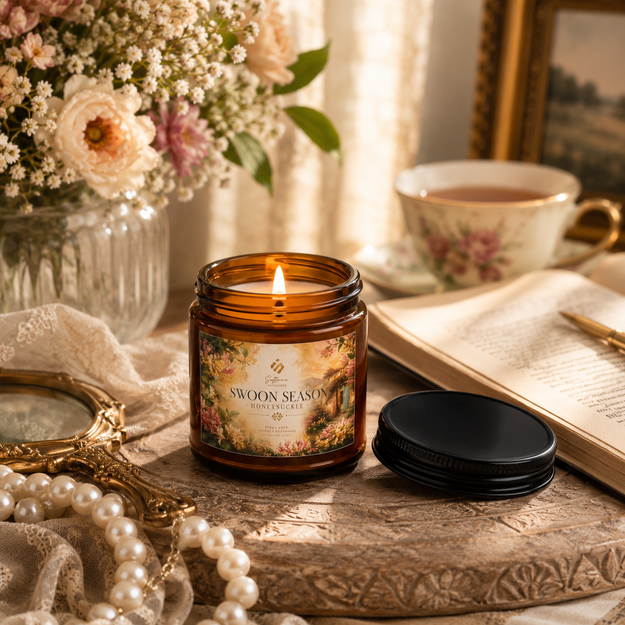 Swoon Season - Honeysuckle Scented Soy Candle Jar