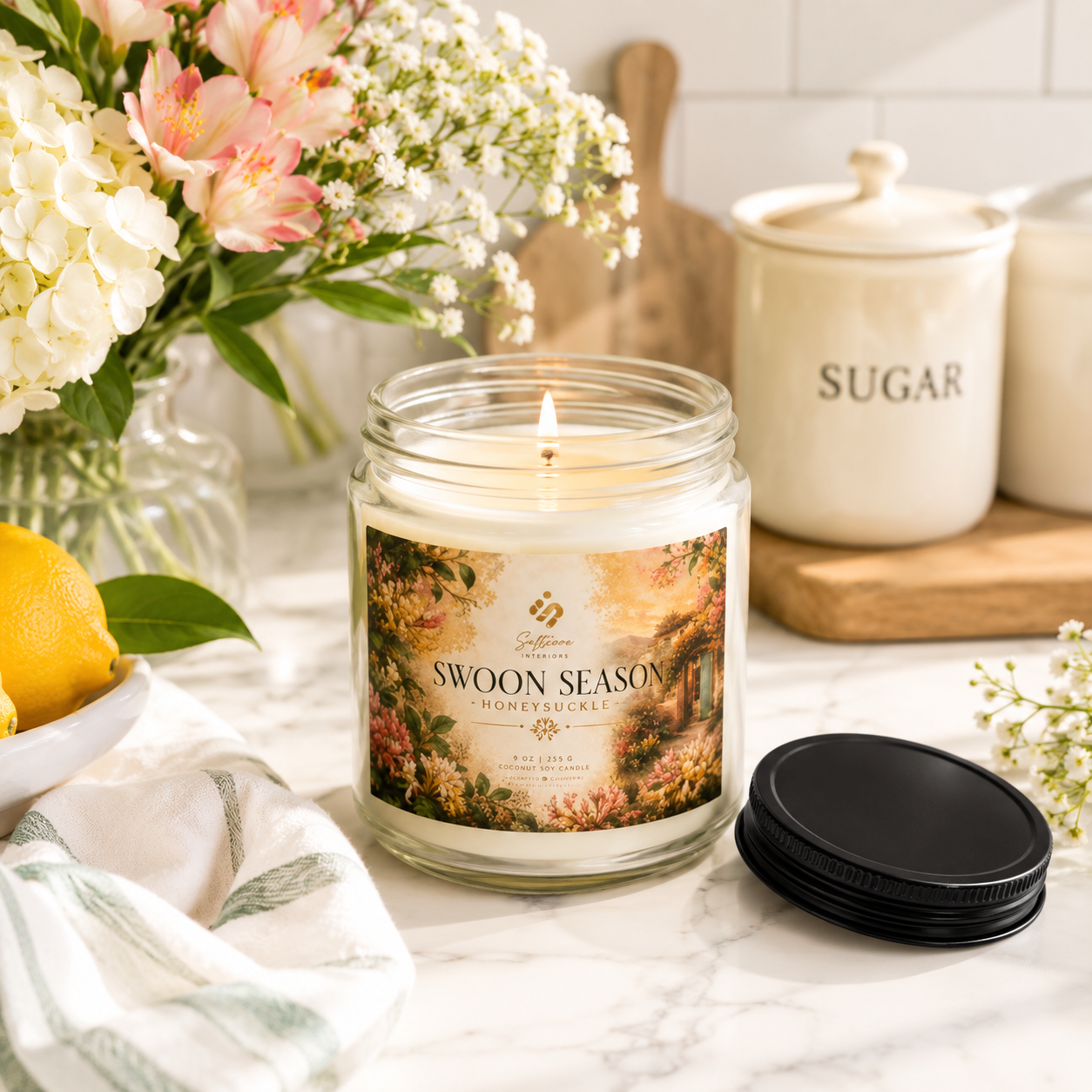 Swoon Season - Honeysuckle Scented Soy Candle Jar