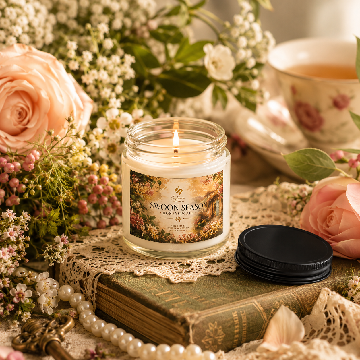 Swoon Season - Honeysuckle Scented Soy Candle Jar
