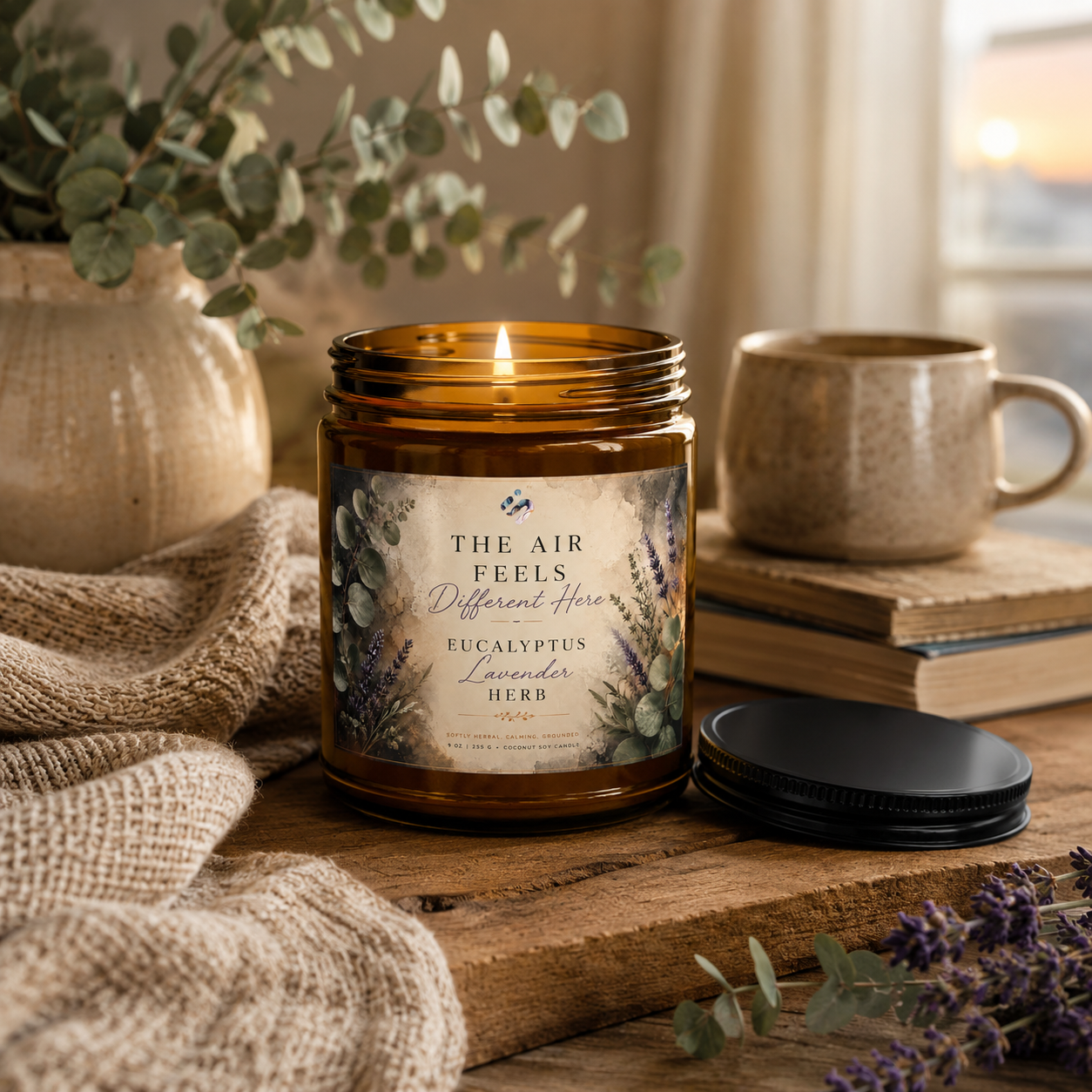 The Air Feels Different Here - Eucalyptus + Lavender Soy Candle Jar