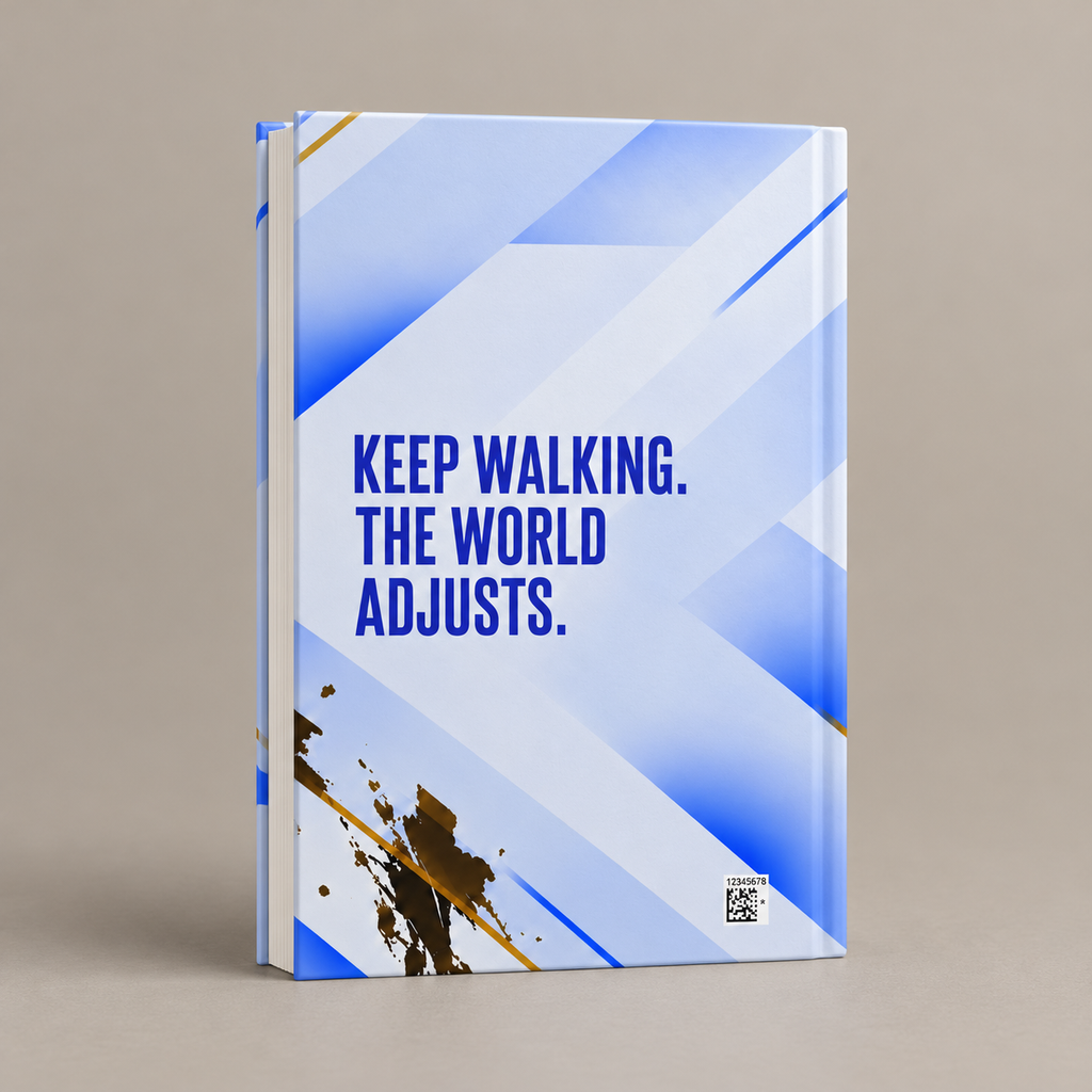 Unbothered journal back with Keep walking. The world adjusts. quote